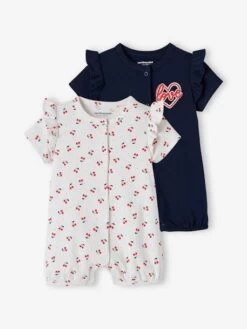 Lot De 2 Pyjamas Combishort Bébé Fille Lot Encre - Vertbaudet
