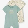 Lot De 2 Pyjamas Combishort Bébé Garçon Ouverture Dos Lot Vert Céladon - Vertbaudet