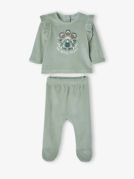 Lot De 2 Pyjamas En Velours Bébé Fille Lot Ivoire - Vertbaudet – Image 2
