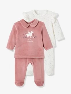 Lot De 2 Pyjamas En Velours Bébé Licorne 2 Pièces Lot Ivoire - Vertbaudet