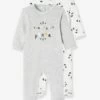 Lot De 2 Pyjamas "Pandas" Bébé Ouverture Dos En Velours Lot Ivoire - Vertbaudet