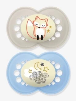 Lot De 2 Sucettes En Silicone MAM Nuit 6+ Beige + Bleu - Mam