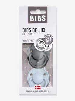 Lot De 2 Sucettes-tétines BIBS De Lux En Silicone Gris Fer + Bleu Layette - Bibs