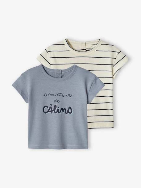 Lot De 2 T-shirts Basics Bébé Manches Courtes écru - Vertbaudet