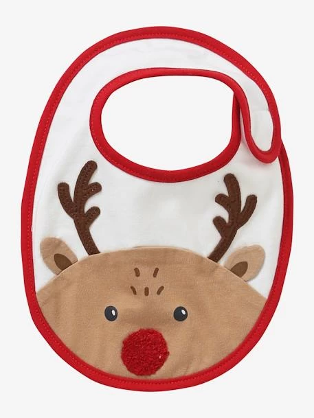 Lot De 3 Bavoirs Bébé Spécial Noël Capsule Famille Rouge/écru - Vertbaudet – Image 2