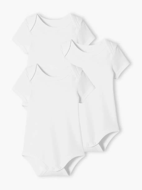 Lot De 3 Bodies Bio Collection Manches Courtes Emmanchure US BASICS Lot Blanc - Vertbaudet