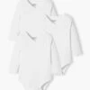 Lot De 3 Bodies Bio Collection Manches Longues Ouverture Naissance BASICS Lot Blanc - Vertbaudet