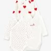 Lot De 3 Bodies Croisés Manches Longues Coeurs Bébé Naissance En Coton Bio PETIT BATEAU Blanc - Petit Bateau
