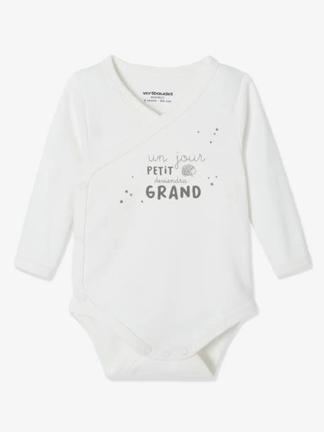 Lot De 3 Bodies Manches Longues En Coton Bio Ouverture Naissance Ivoire - Vertbaudet – Image 2