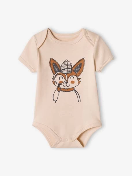 Lot De 3 Bodies "renard" Bébé Manches Courtes Beige Poudré - Vertbaudet – Image 2