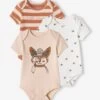 Lot De 3 Bodies "renard" Bébé Manches Courtes Beige Poudré - Vertbaudet