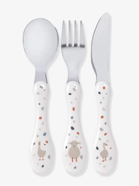 Lot De 3 Couverts 2e âge LÄSSIG Tiny Farmer Mouton/oie Blanc - Lassig