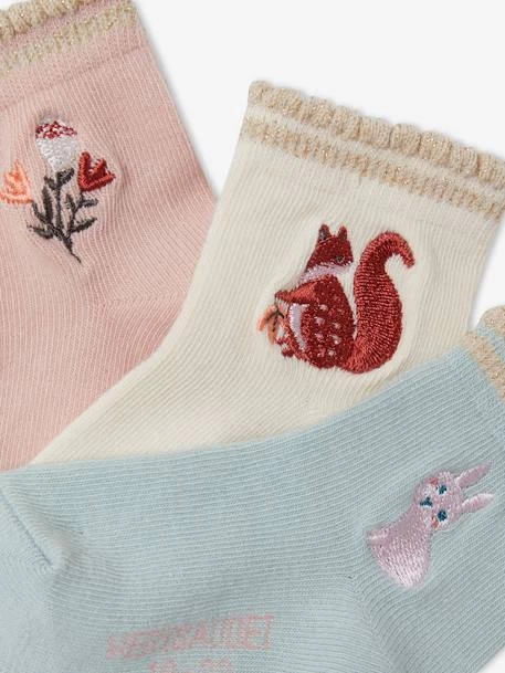 Lot De 3 Paires De Chaussettes Brodées Bébé Fille Lot Rose Poudré - Vertbaudet – Image 2