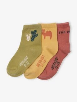 Lot De 3 Paires De Chaussettes "cactus" Bébé Kaki - Vertbaudet