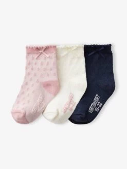 Lot De 3 Paires De Chaussettes En Maille Ajourée Bébé Fille écru - Vertbaudet