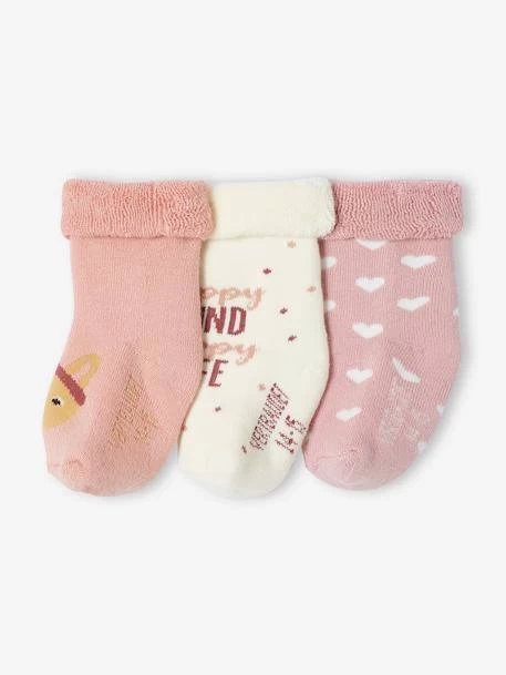 Lot De 3 Paires De Chaussettes Lapins Et Coeurs Bébé Fille Rose Poudré - Vertbaudet