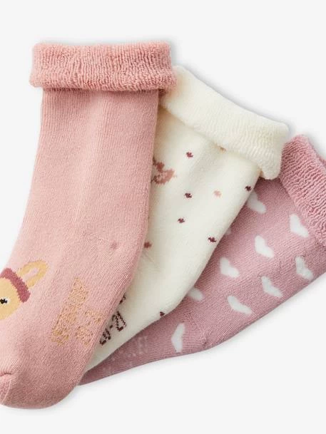 Lot De 3 Paires De Chaussettes Lapins Et Coeurs Bébé Fille Rose Poudré - Vertbaudet – Image 3