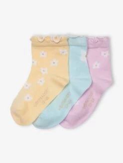 Lot De 3 Paires De Chaussettes "marguerites" Bébé Fille Jaune Pâle - Vertbaudet