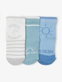 Lot De 3 Paires De Chaussettes "sunny" Bébé Bleu Azur - Vertbaudet