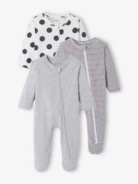 Lot De 3 Pyjamas Bébé En Jersey Ouverture Zippée BASICS Lot Moutarde - Vertbaudet