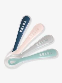 Lot De 4 Cuillères 2ème âge BEABA Soft Sans BPA Blue/ Pink/ Mist/ Green - Beaba