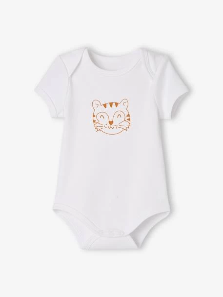 Lot De 5 Bodies « animaux » Bébé Naissance Ouverture US Manches Courtes BASICS Lot Blanc - Vertbaudet – Image 2