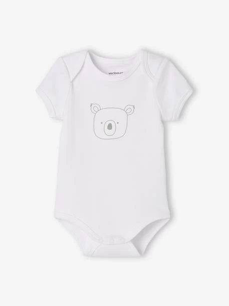 Lot De 5 Bodies « animaux » Bébé Naissance Ouverture US Manches Courtes BASICS Lot Blanc - Vertbaudet – Image 4