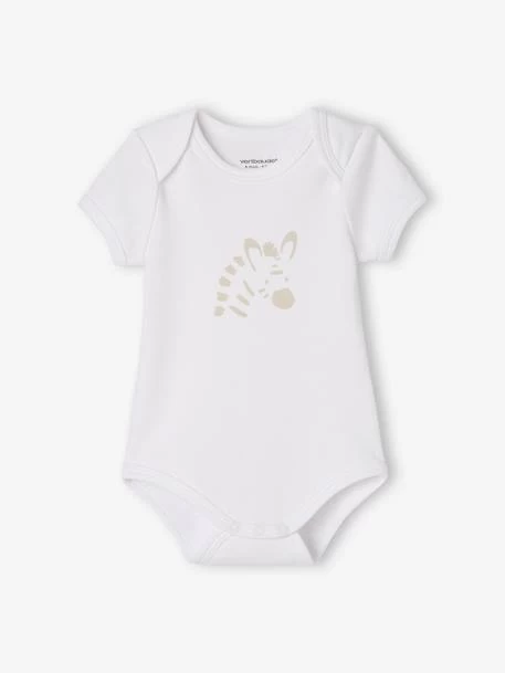 Lot De 5 Bodies « animaux » Bébé Naissance Ouverture US Manches Courtes BASICS Lot Blanc - Vertbaudet – Image 6