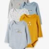 Lot De 5 Bodies Bébé Manches Longues Animaux Voyageurs Lot Bleu - Vertbaudet