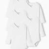 Lot De 5 Bodies Bébé Manches Longues Ouverture Naissance BASICS Lot Blanc - Vertbaudet