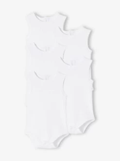 Lot De 5 Bodies Débardeur Bébé En Interlock BASICS Lot Blanc - Vertbaudet