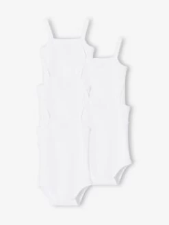 Lot De 5 Bodies Fines Bretelles Bébé En Interlock BASICS Lot Blanc - Vertbaudet