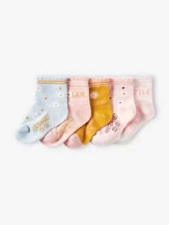 Lot De 5 Paires De Chaussettes à Fleurs Bébé Fille BASICS Lot Curcuma - Vertbaudet
