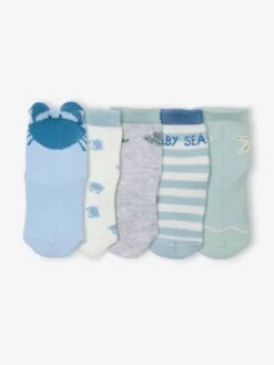 Lot De 5 Paires De Chaussettes "sea Baby" Bébé Vert D'eau - Vertbaudet
