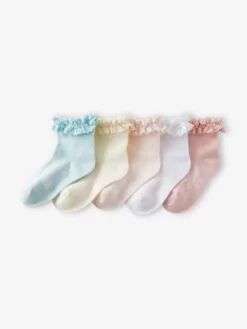 Lot De 5 Paires De Mi-chaussette Bébé Fille Lot Vert Amande - Vertbaudet