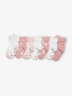Lot De 7 Paires De Chaussettes "chat" Bébé Fille BASICS Rose - Vertbaudet