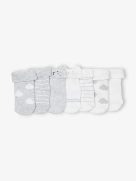 Lot De 7 Paires De Chaussettes "nuages Et Ours" Bébé BASICS Gris Chiné - Vertbaudet – Image 2