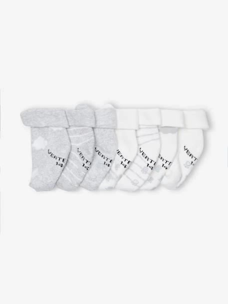 Lot De 7 Paires De Chaussettes "nuages Et Ours" Bébé BASICS Gris Chiné - Vertbaudet