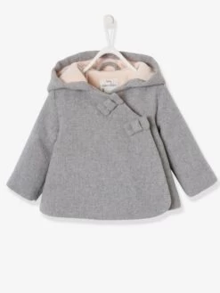 Manteau à Capuche Bébé Fille Lainage Doublé Et Ouatiné Vieux Rose - Vertbaudet