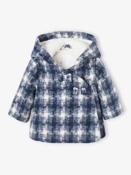 Manteau à Carreaux Bébé Ouverture Croisée Carreaux Bleu Foncé - Vertbaudet