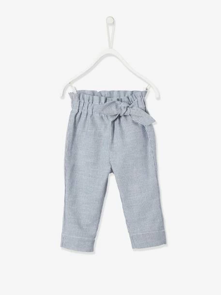 Pantalon Bébé Fille Rayé à Taille élastiquée Bleu électrique - Vertbaudet – Image 2