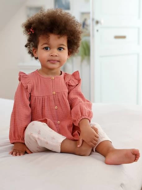 Pantalon En Gaze De Coton Bébé Rose Pâle - Vertbaudet – Image 5