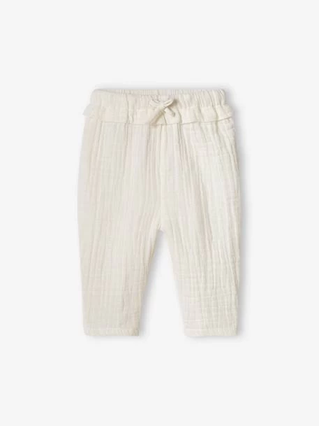 Pantalon En Gaze De Coton Bébé Rose Pâle - Vertbaudet