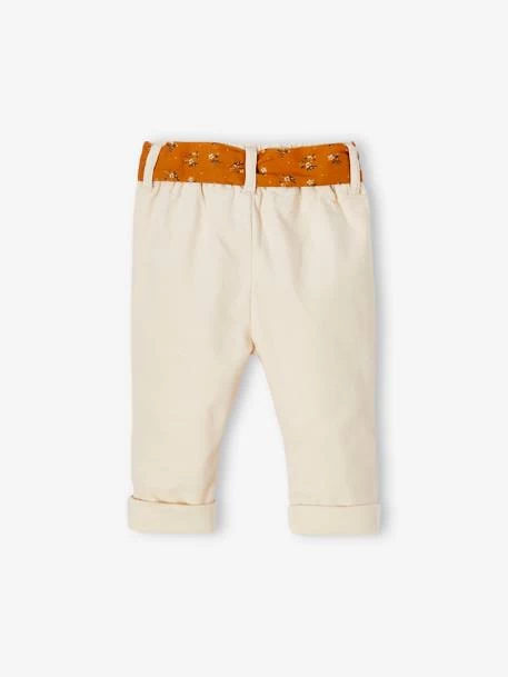 Pantalon En Velours Bébé Avec Ceinture En Tissu Beige Clair - Vertbaudet – Image 2