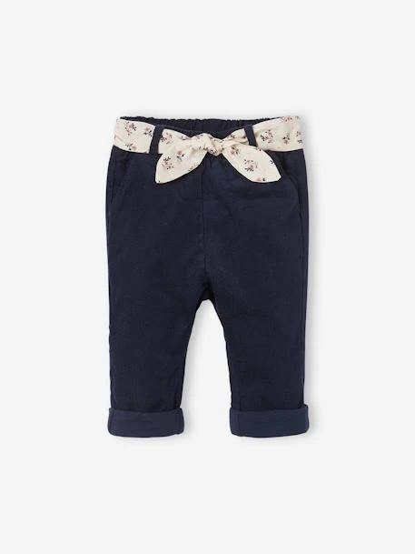 Pantalon En Velours Bébé Avec Ceinture En Tissu Beige Clair - Vertbaudet – Image 4