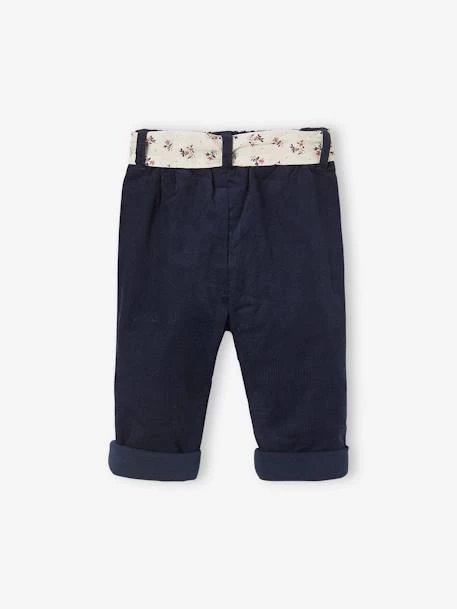 Pantalon En Velours Bébé Avec Ceinture En Tissu Beige Clair - Vertbaudet – Image 5