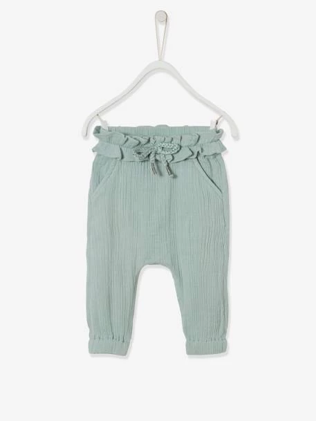 Pantalon Taille élastiquée Bébé Fille Vert Céladon - Vertbaudet – Image 2