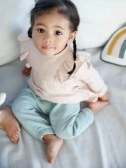 Pantalon Taille élastiquée Bébé Fille Vert Céladon - Vertbaudet