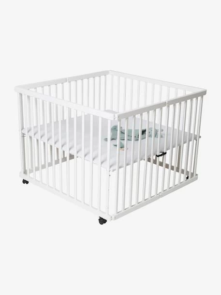 Parc Pliant En Bois VERTBAUDET Naturel/blanc - Vertbaudet