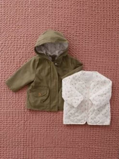 Parka 3 En 1 Bébé Avec Blouson Amovible Kaki - Vertbaudet